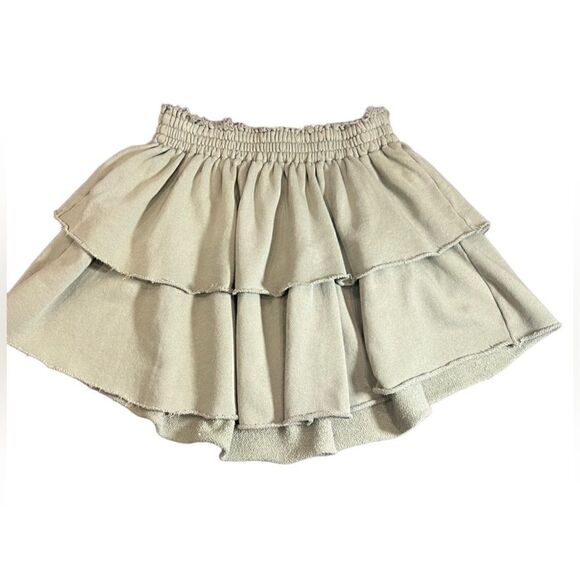 Aerie tiered jersey mini skirt sage green cotton size XS - Picture 3 of 9